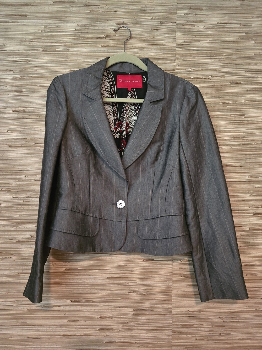 Christian Lacroix Gray Pinstripe Single-Button Blazer
